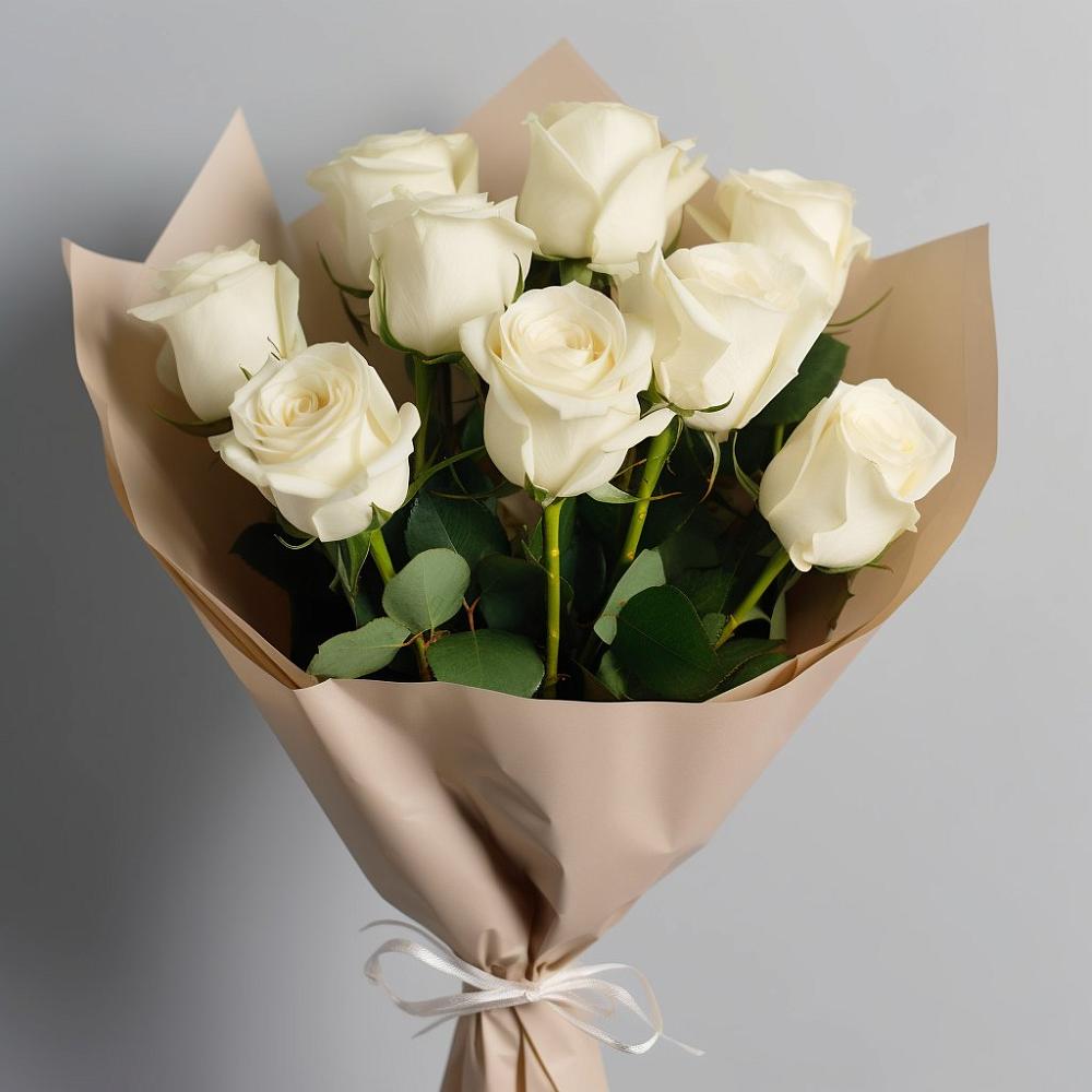 Букет 9 Белых роз Эдлесс Лав в Хороле