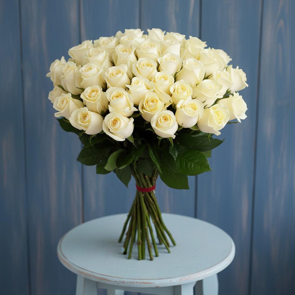 Букет 51 Белая роза Эдлесс Лав в Хороле