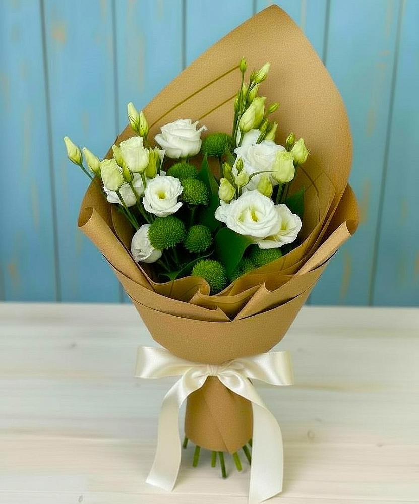 Букет цветов из: Хризантемы и Лизиантусы в Хороле